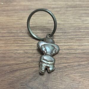 Metal Cowboy Keychain Vintage 1960s Deutsch Relays Advertising Keyring